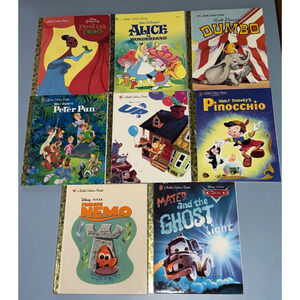 LOT OF 8 LITTLE GOLDEN BOOK 100% DISNEY/PIXAR TITLES-Dumbo, Peter Pan, UP, etc.